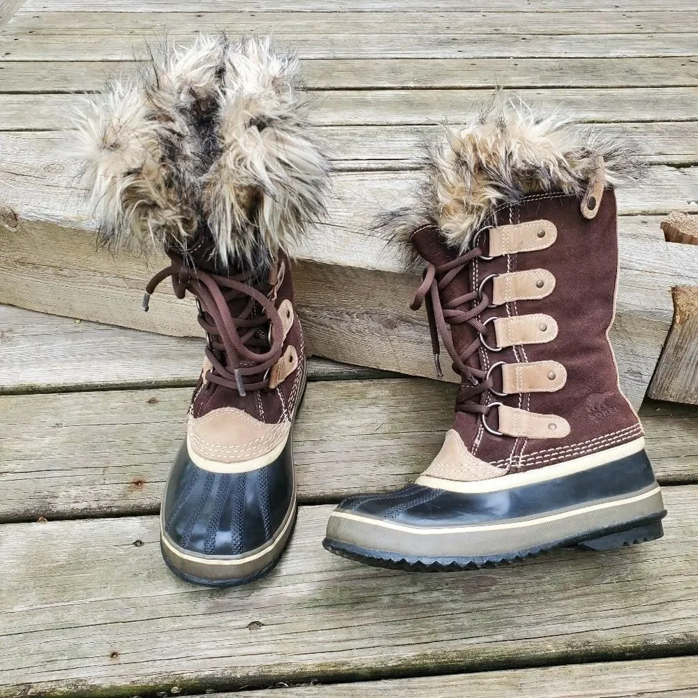Sorel Joan Of Arctic 1540 Tall Faux Fur Cuff Winter Snow Duck Boots Woman's‎ 6